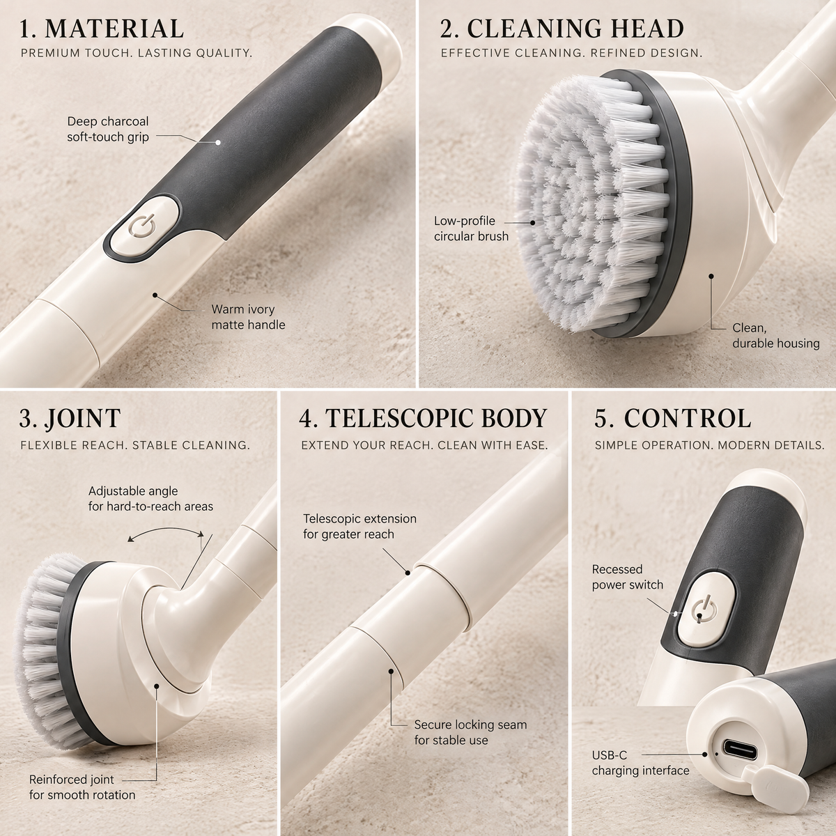 Orvenlore™ Long-Reach Electric Spin Scrubber
